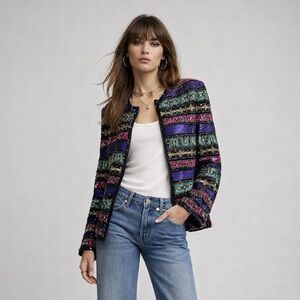 Vintage Silk Beaded Sequin Jacket Petite 10 Festival Indie Sleaze Piccalino